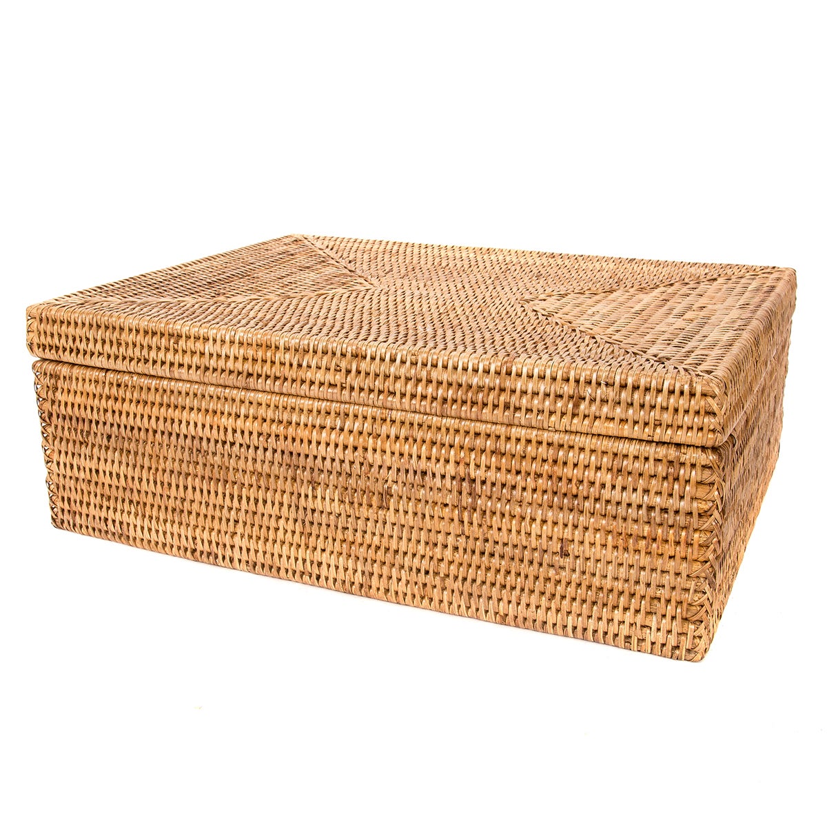 Artifacts Trading Company Rattan Storage Box with Lid Honey Brown